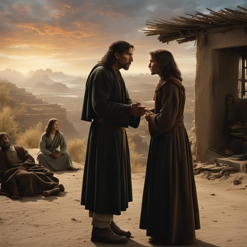 Jesus in Private Conversation with Women at Dawn in a Dramat...