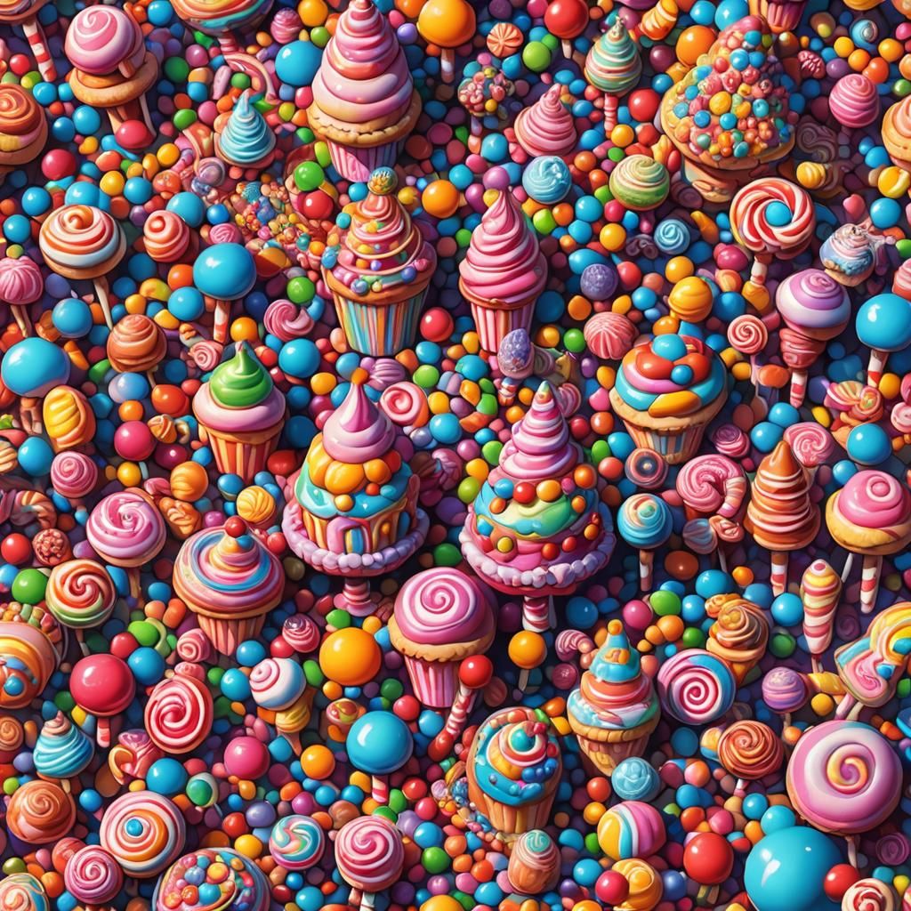 Vibrant Sugar Wonderland in Whimsical Candy Art Style