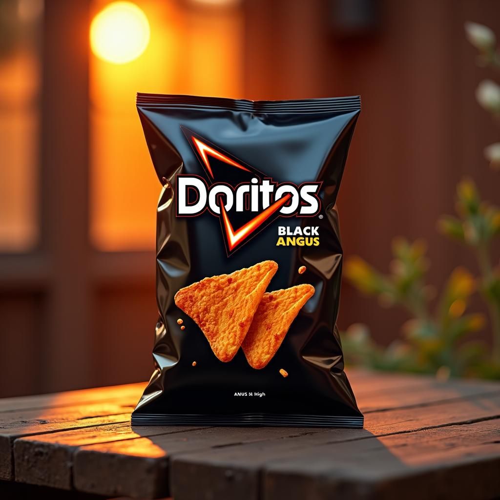 Black Angus Doritos Bag in Futuristic Style