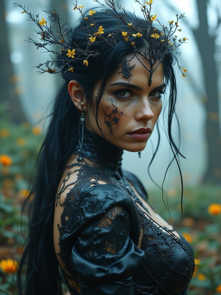 Adriana Lima in Gothic Biomechanical Fashion