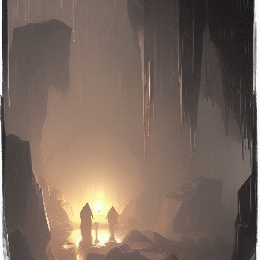 Torchlit Cave Encounter in Sinister Atmosphere by Greg Rutko...