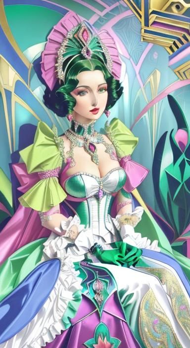 Dazzling Cyberpunk Aristocrat in Fuchsia and Green