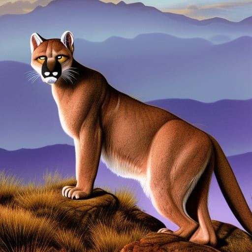 Epic Fantasy Mountain Lion in Vibrant Splendor