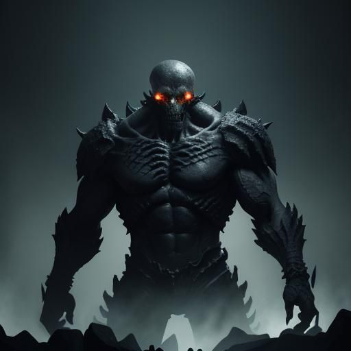 Grimdark Rock Golem in Dark Cave