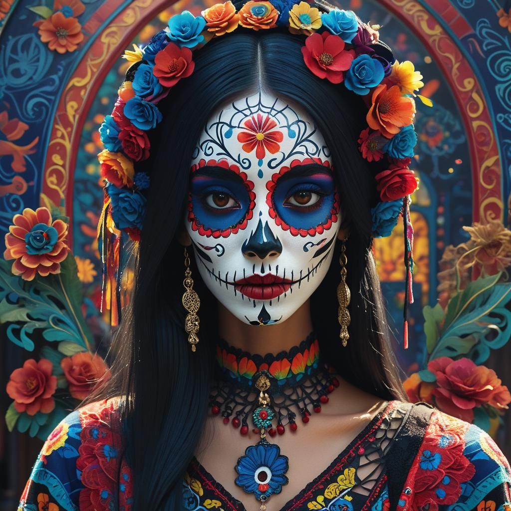 Exotic Catrina in Art Nouveau Style