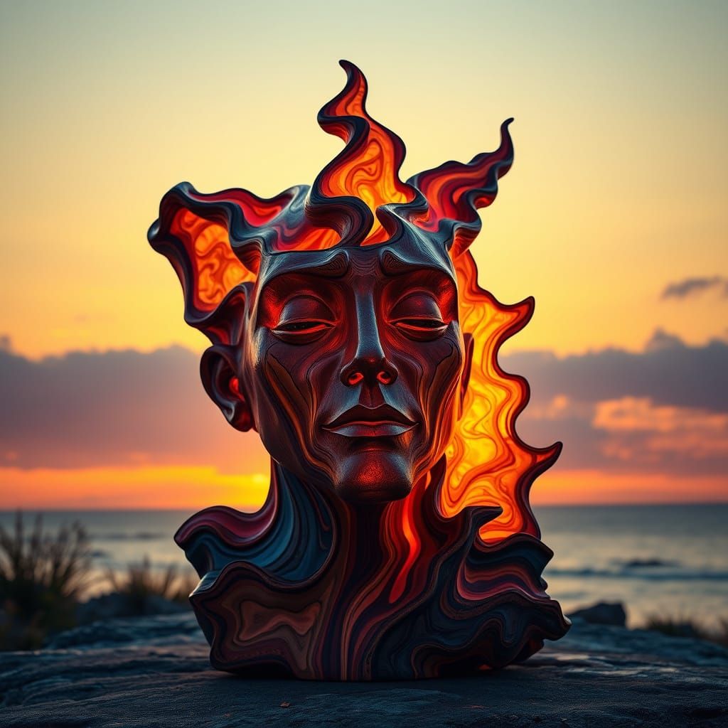 Ethereal Abstract Sculpture Panorama in Vibrant Realism