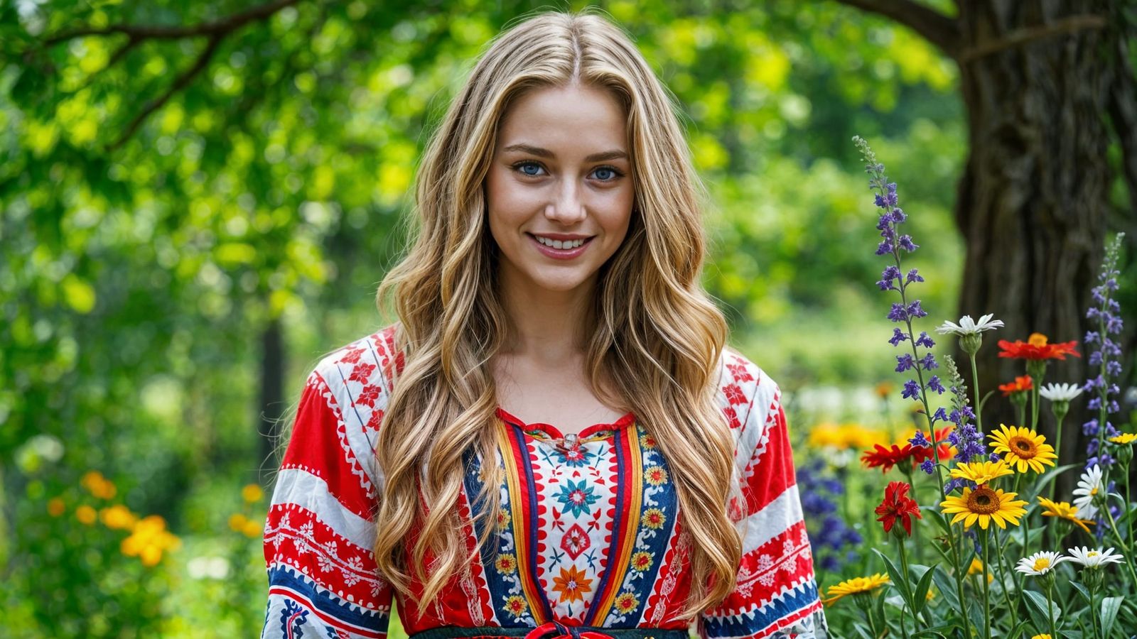 Norse Goddess in Traditional Peasant Dress