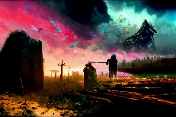 Surreal Landscape in a Kandinsky-Inspired, Hyperdetailed Hor...