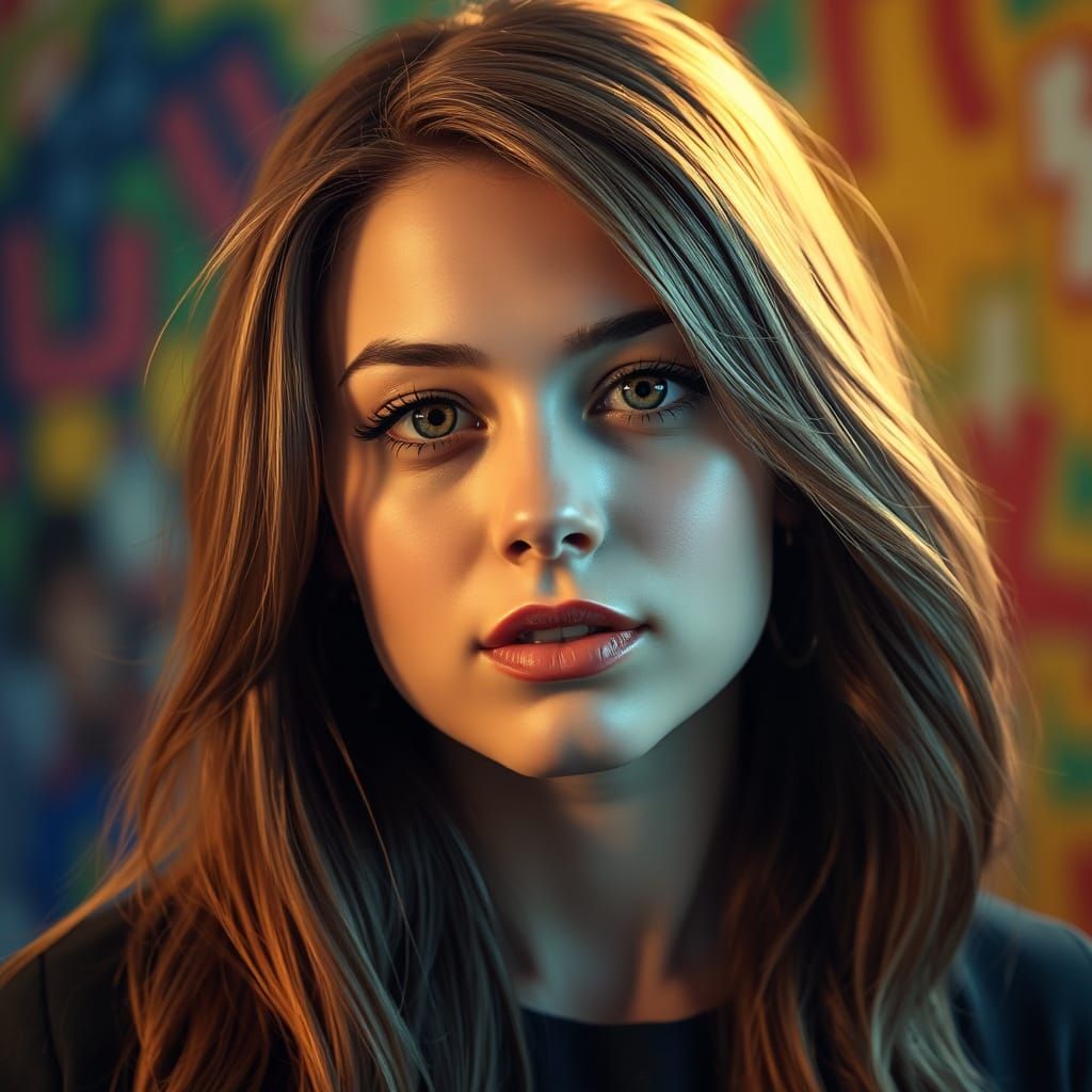 Dramatic Hyperrealistic Portrait of a Young Woman