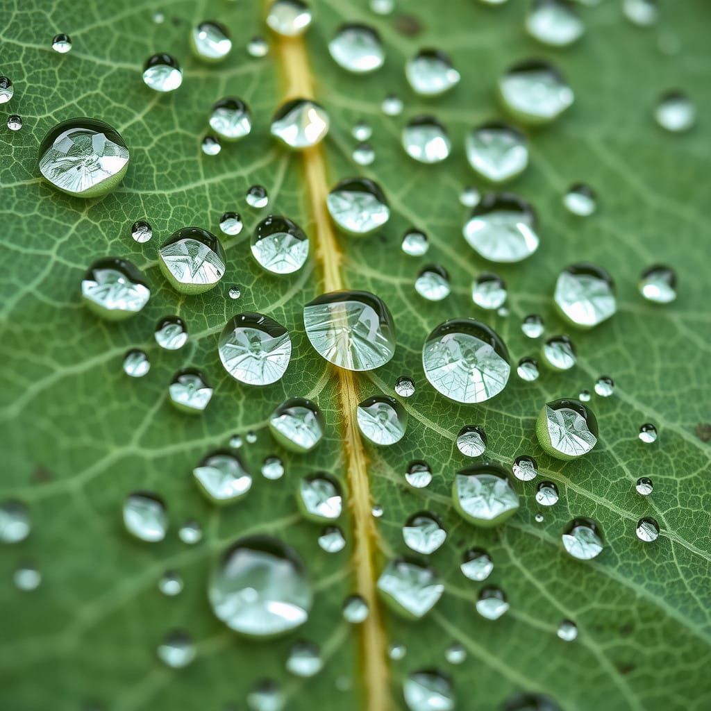 Close-up of a Dewy Leaf