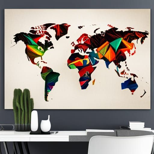 Vibrant Collage Art World Map