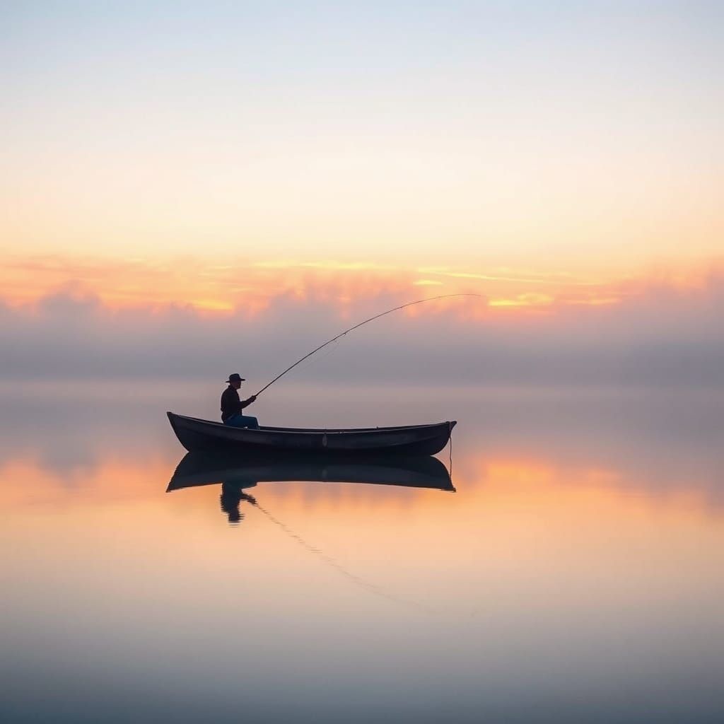 Misty Lake Sunrise: Serene Waterscape Photography