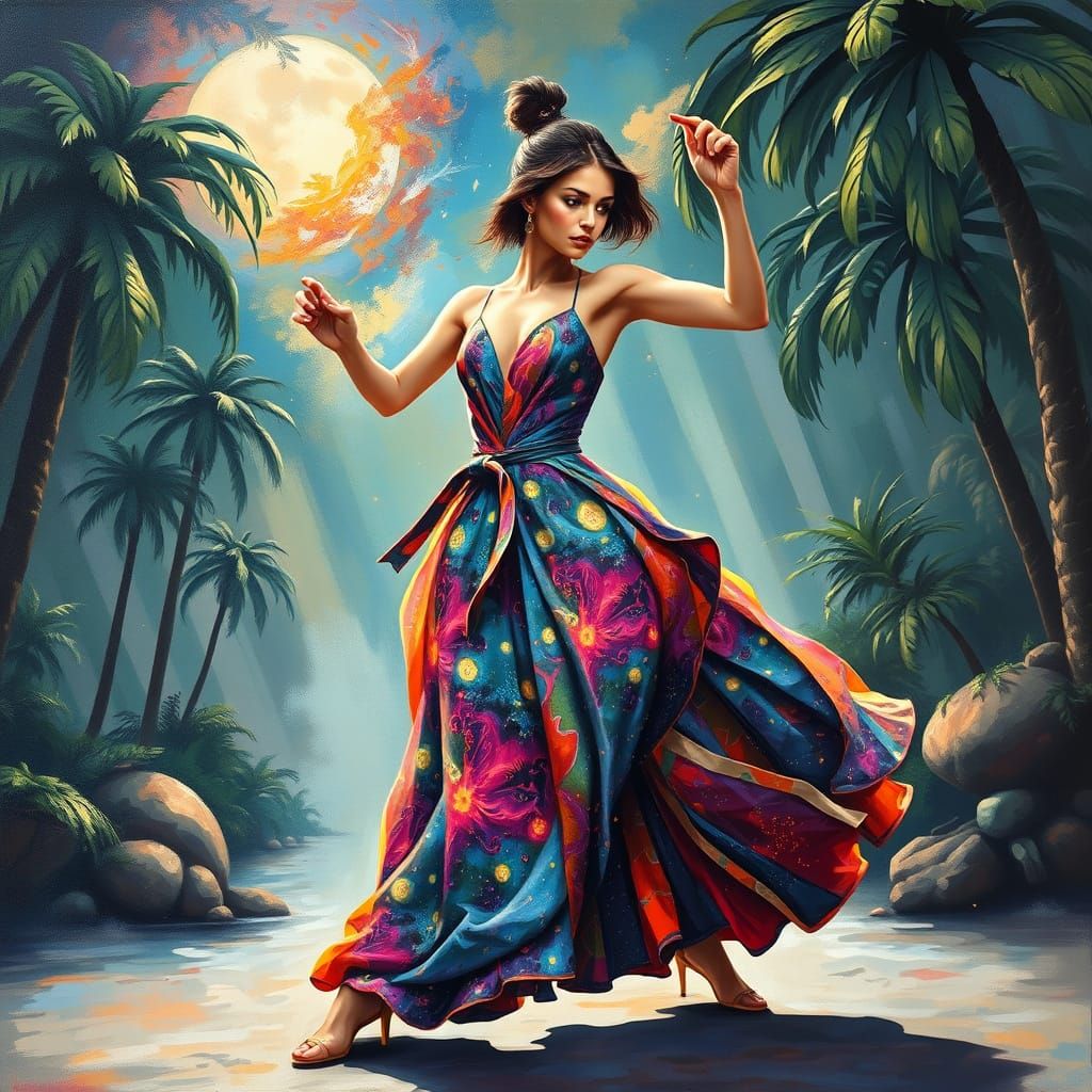 Nebula Gown Model in Alien Jungle, Alla Prima