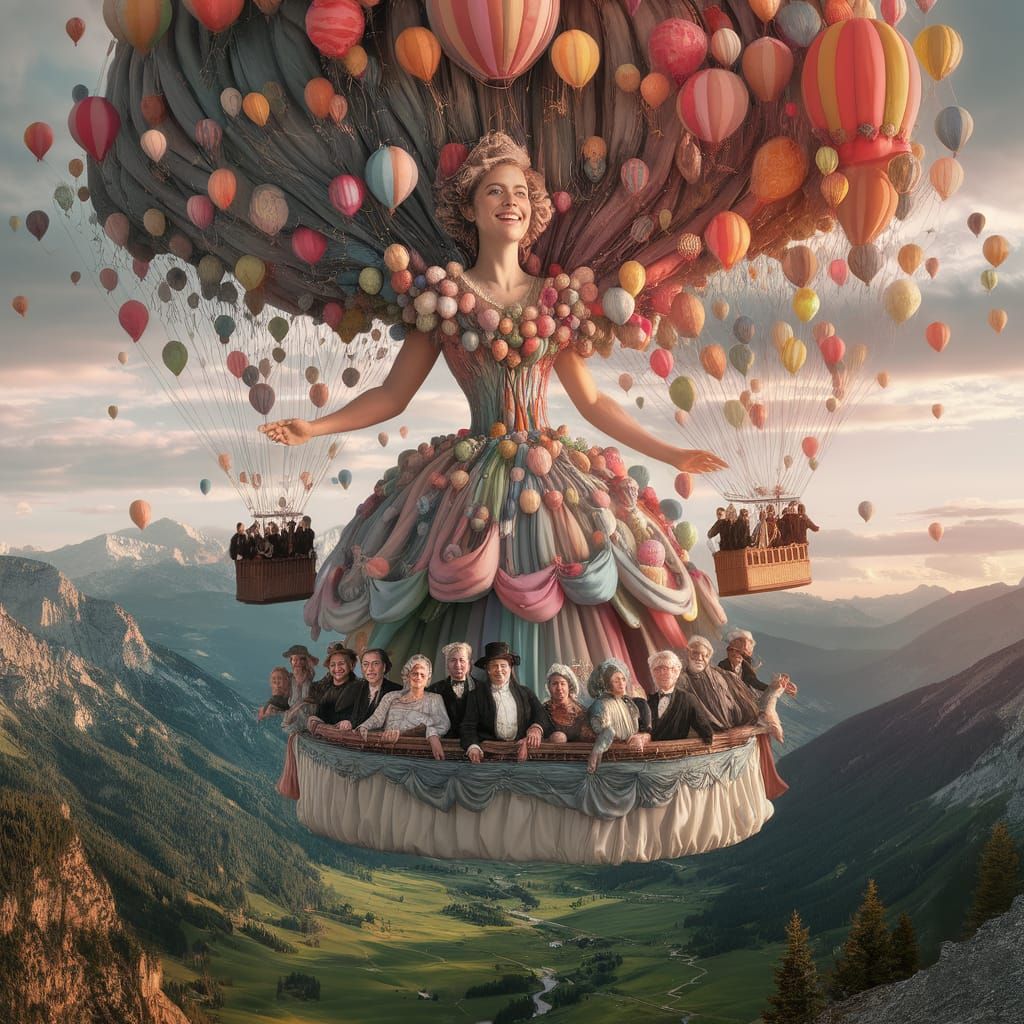 Surreal Goddess Soars Above Enchanted Valley