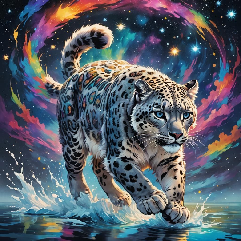 A majestic snow leopard