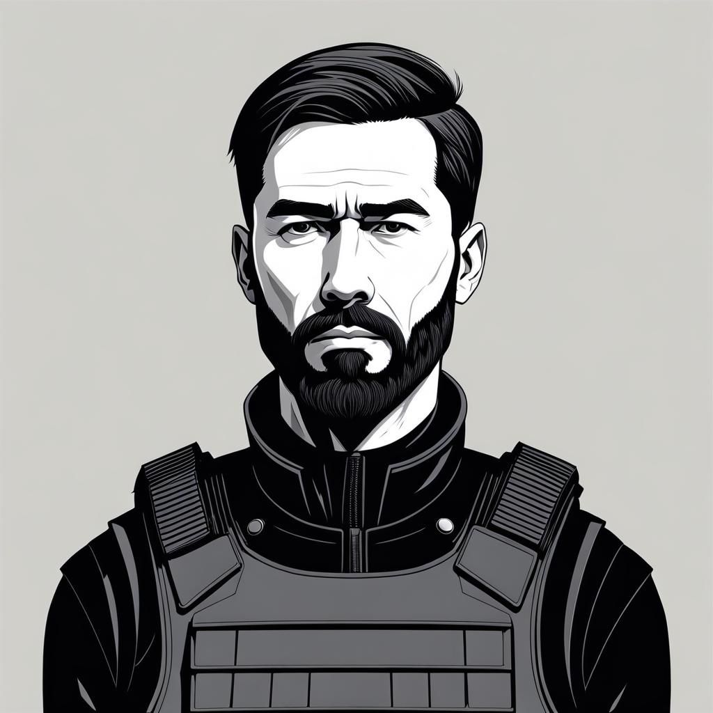 Gritty Father Figure in Black Tactical Gear