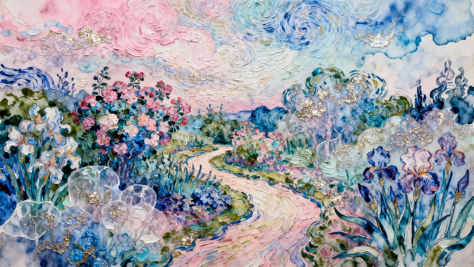 Surreal Dutch Garden Landscape in Van Gogh Style