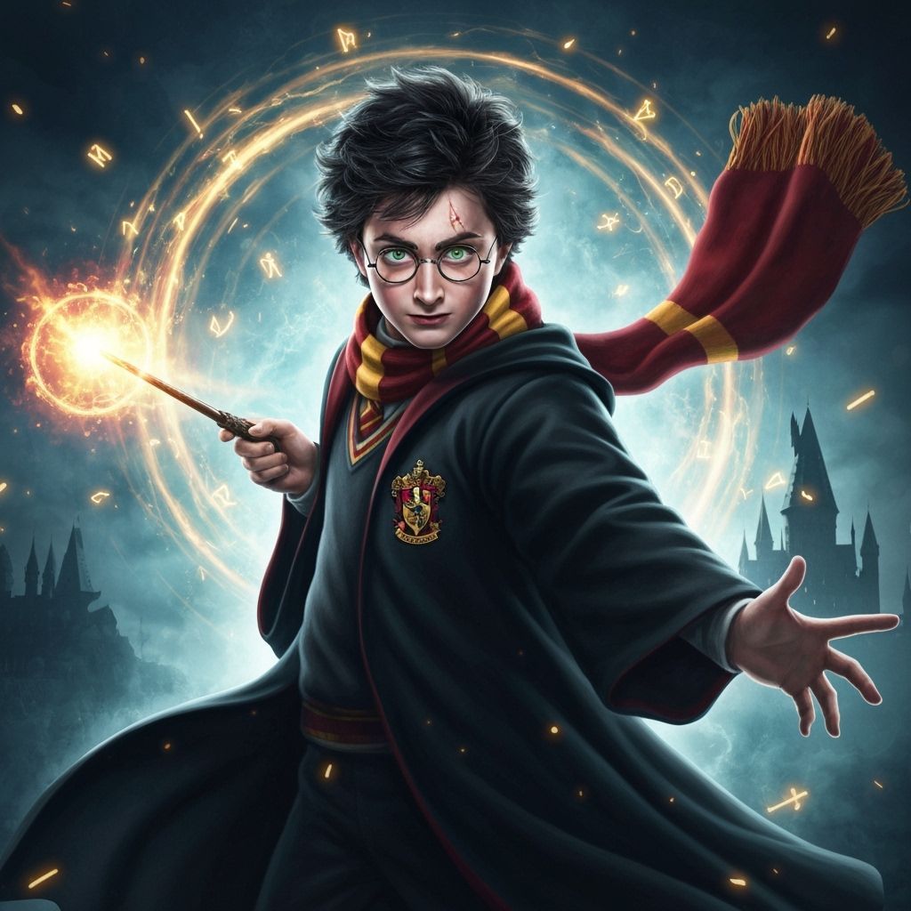 Harry Potter Casting a Spell at Hogwarts