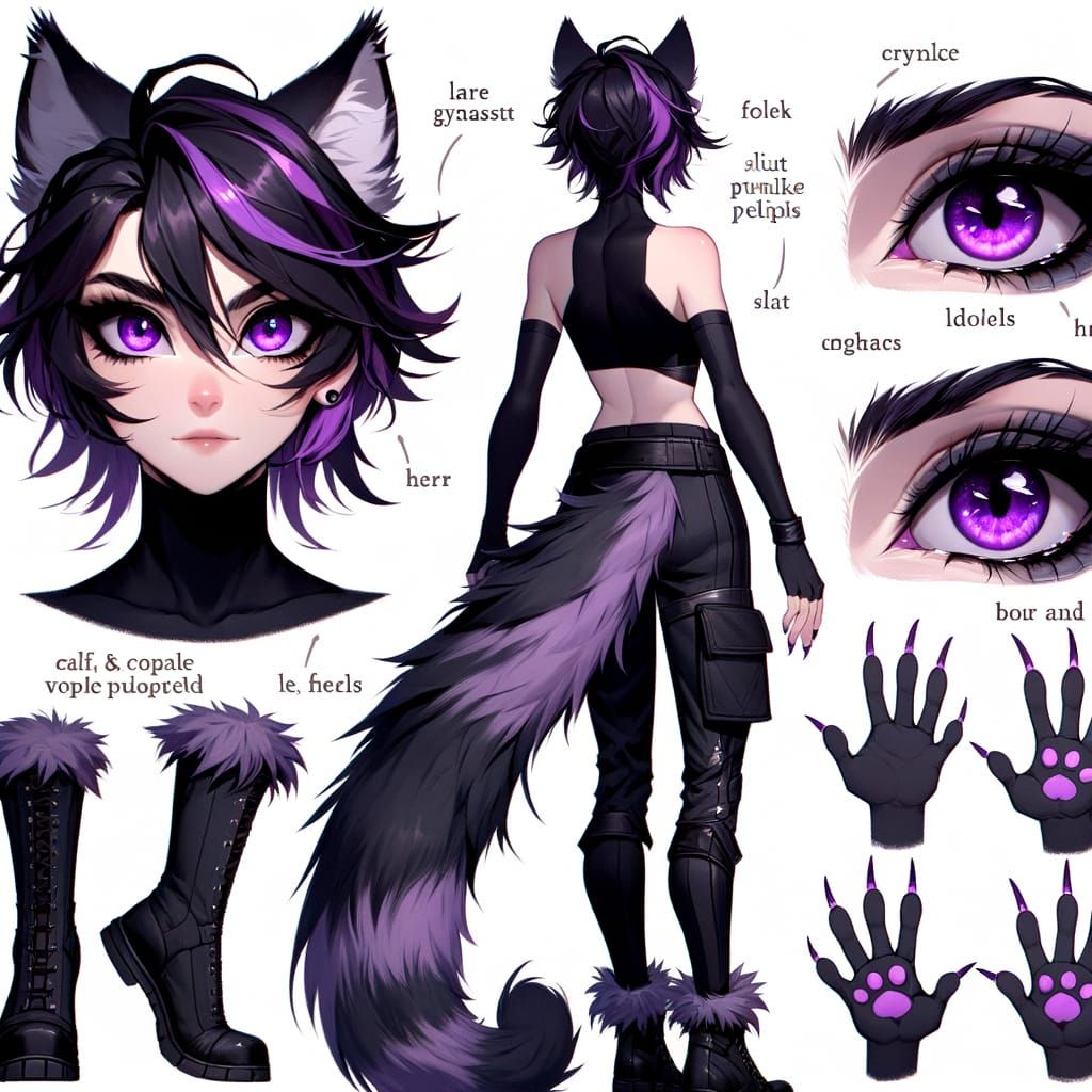 Athletic Thief with Violet Eyes and Cat Features