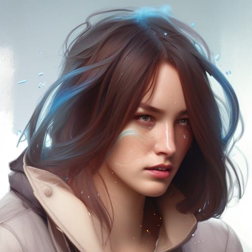 Stylish Figure Dominates Muted Background in Triadic Colors