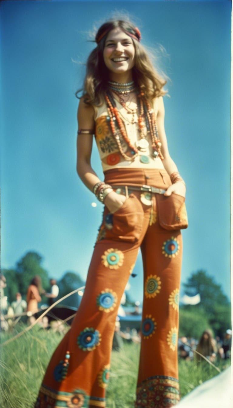 Free-Spirited Woman at Woodstock Festival