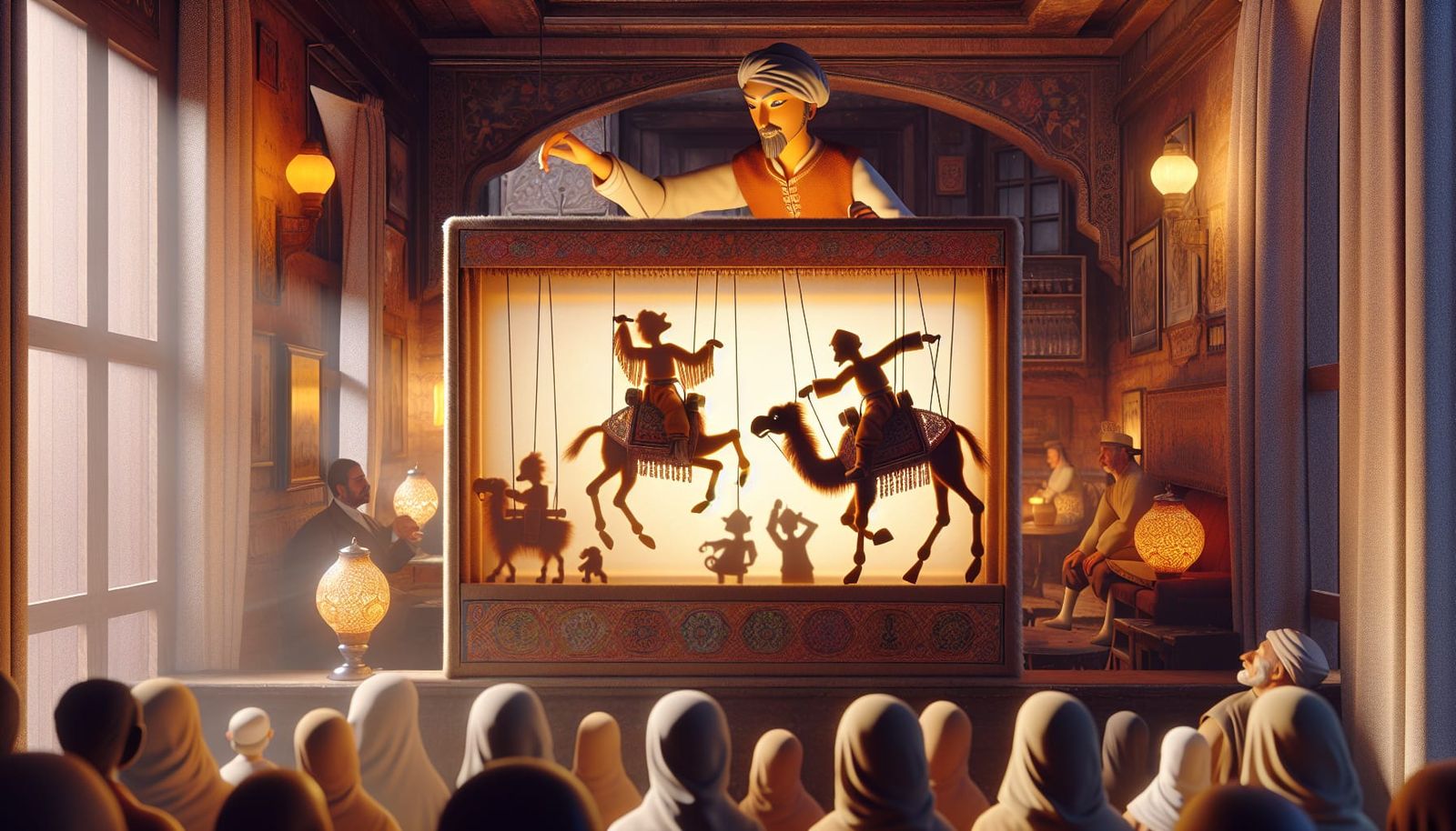 Turkish Karagöz Shadow Puppet Theater Performance in Warm Go...