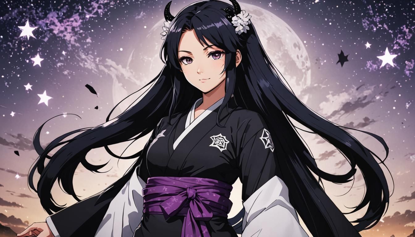 Beautiful Demon Slayer Lilith Tsumuko in Elegant Black Kimon...