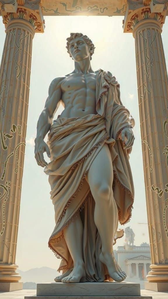 Classical Roman Statue in Epic Temple Setting