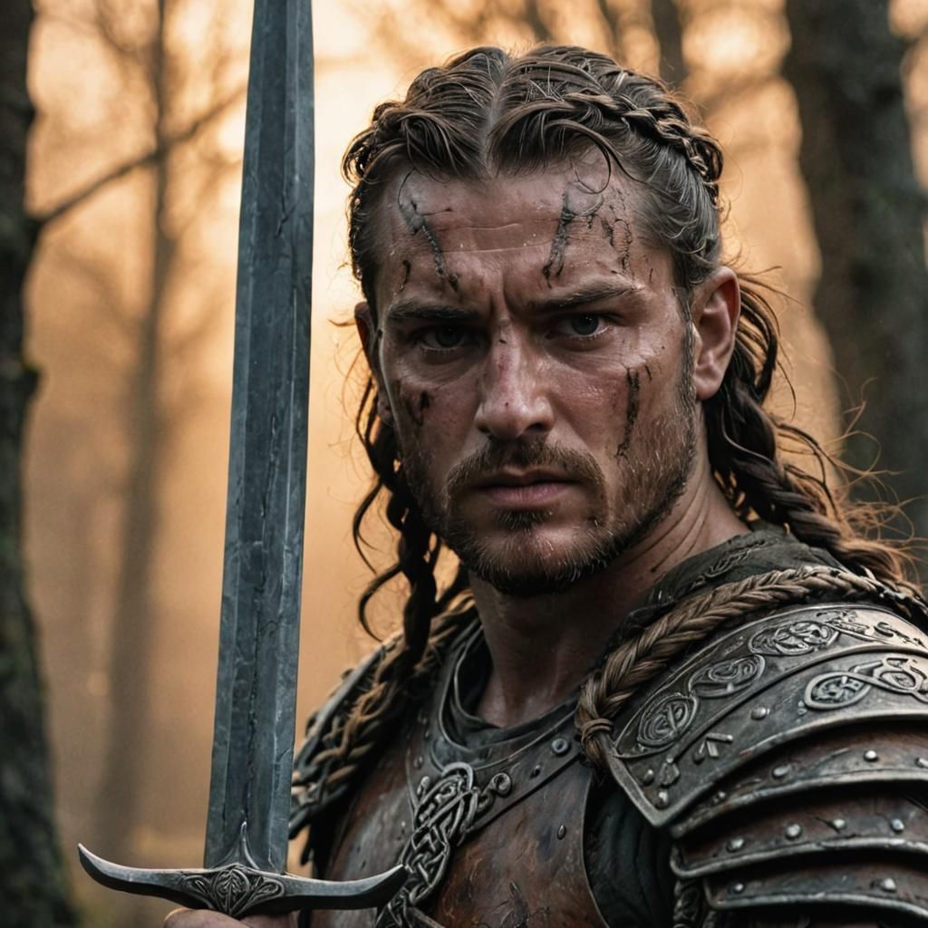 Epic Celtic Warrior Brennus in Dramatic Chiaroscuro