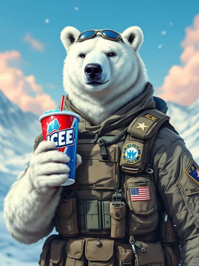 ICEE Bear as Border Patrol in Tactical Gear