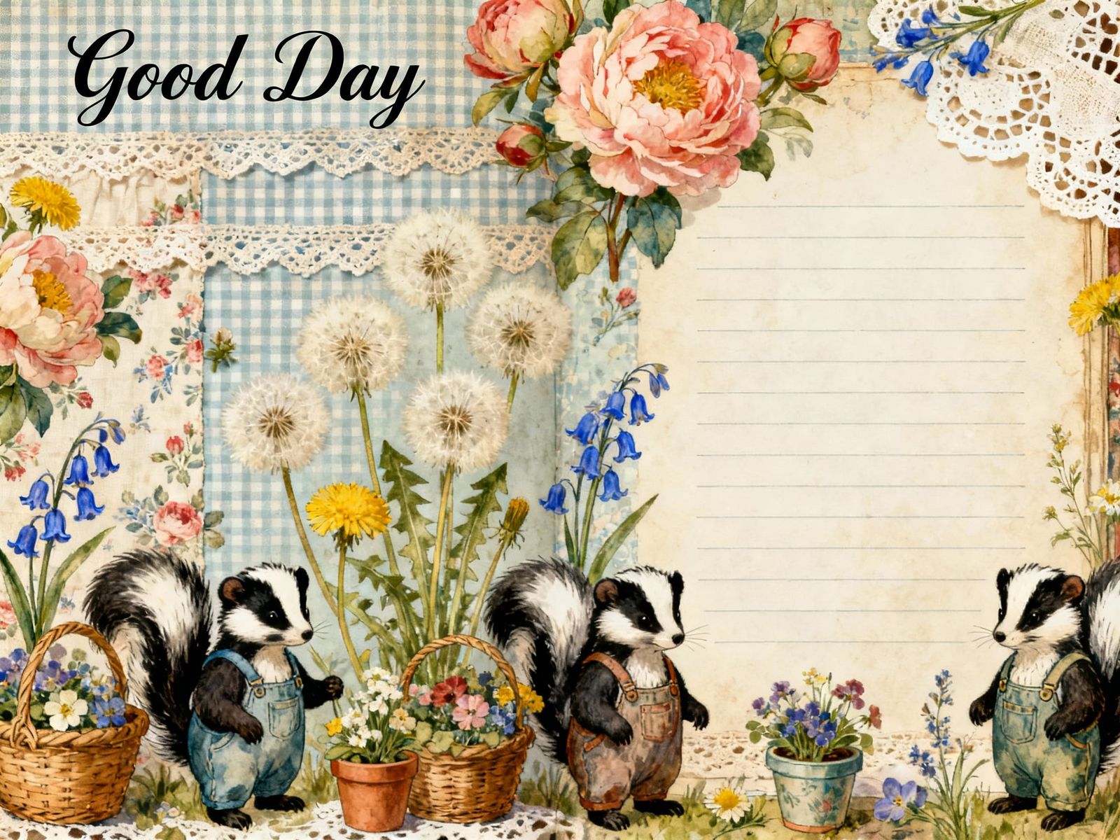 Shabby Chic Junk Journal Page with Floral Elements