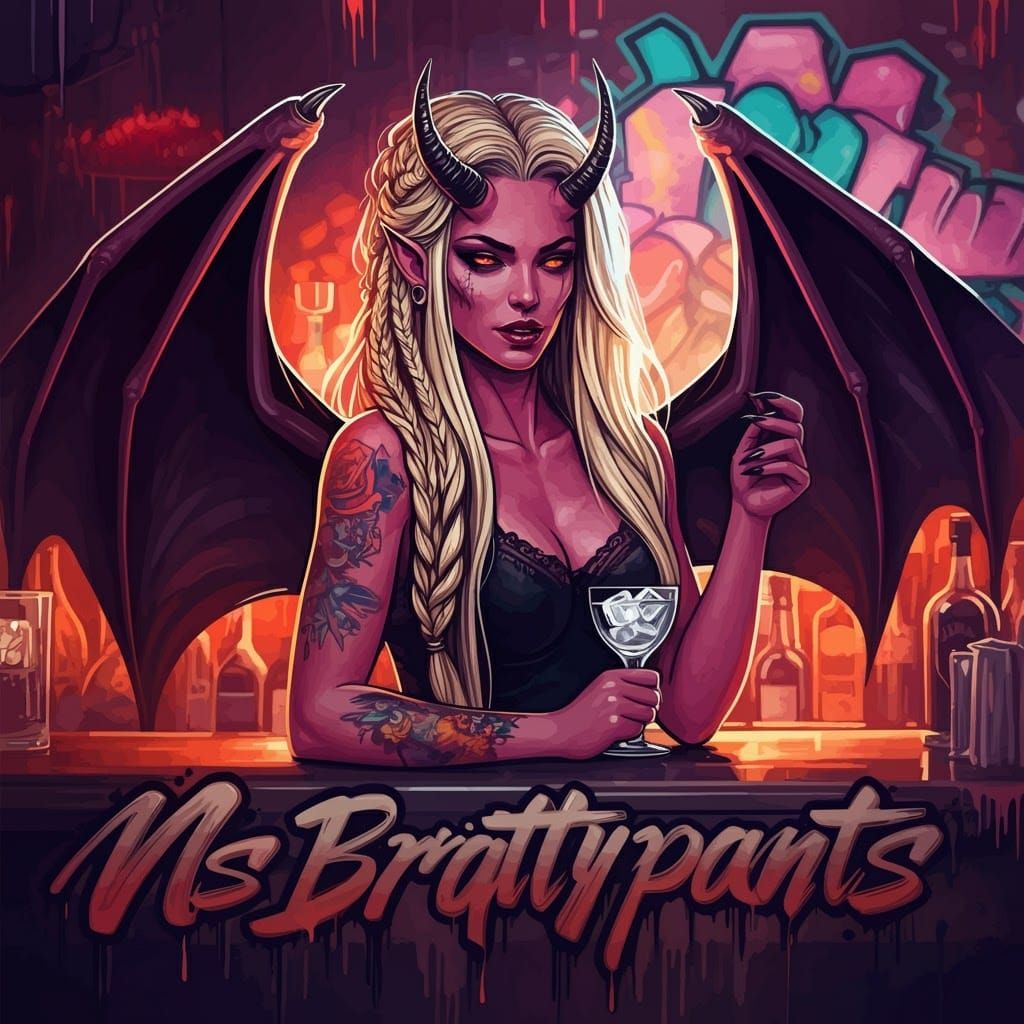 Seductive Temptress Demon with Blonde Braids and Devilish Ho...