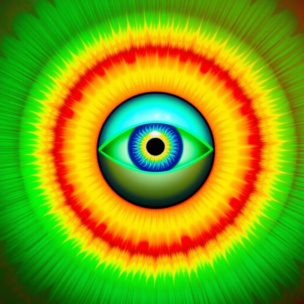 Ethereal Color Vortex in Vibrant Green, Yellow, and Red