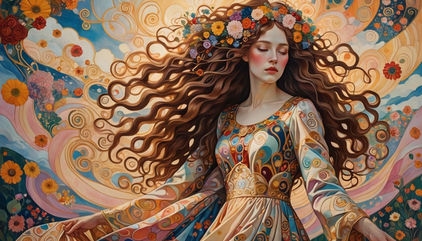 Glowing Woman in Vibrant Surreal World