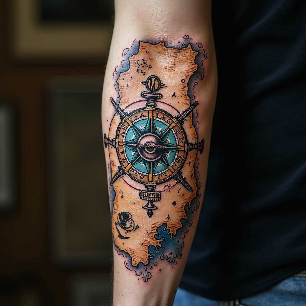 The Navigator's Fate: A Vibrant, Intricate Tattoo Design