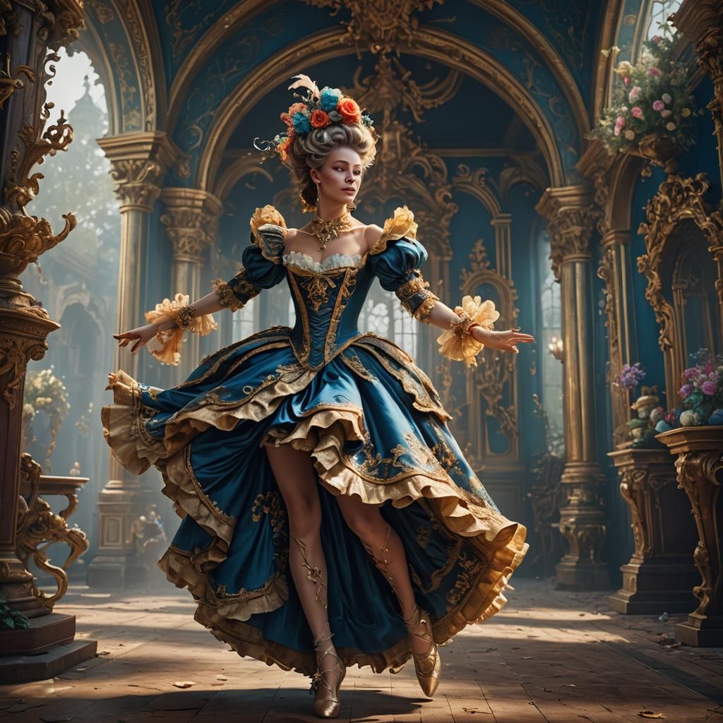 Elegant Rococo Dancer in Whimsical Fantasy