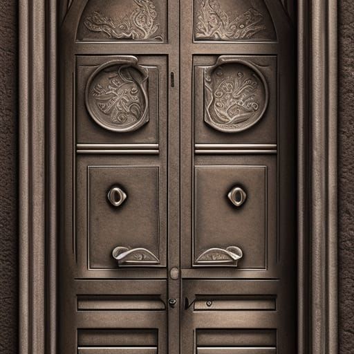 Hyper-Realistic Bronze Door Knocker Illustration in Unreal E...