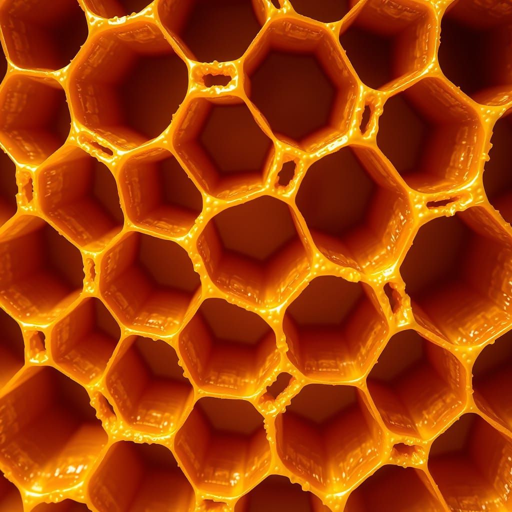 Golden Honeycomb Structure in Hyper-Realistic Detail