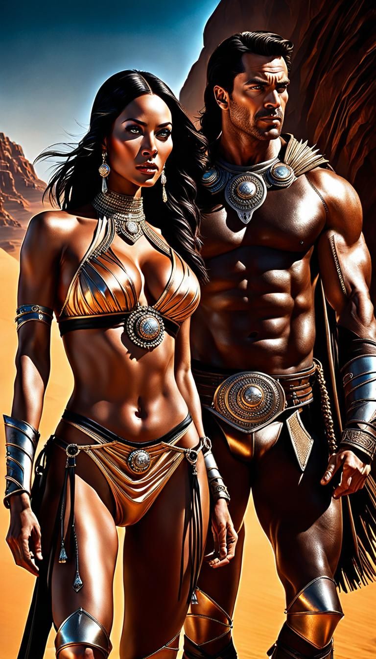 Deja Thoris and John Carter in Elegant Barsoomian Attire