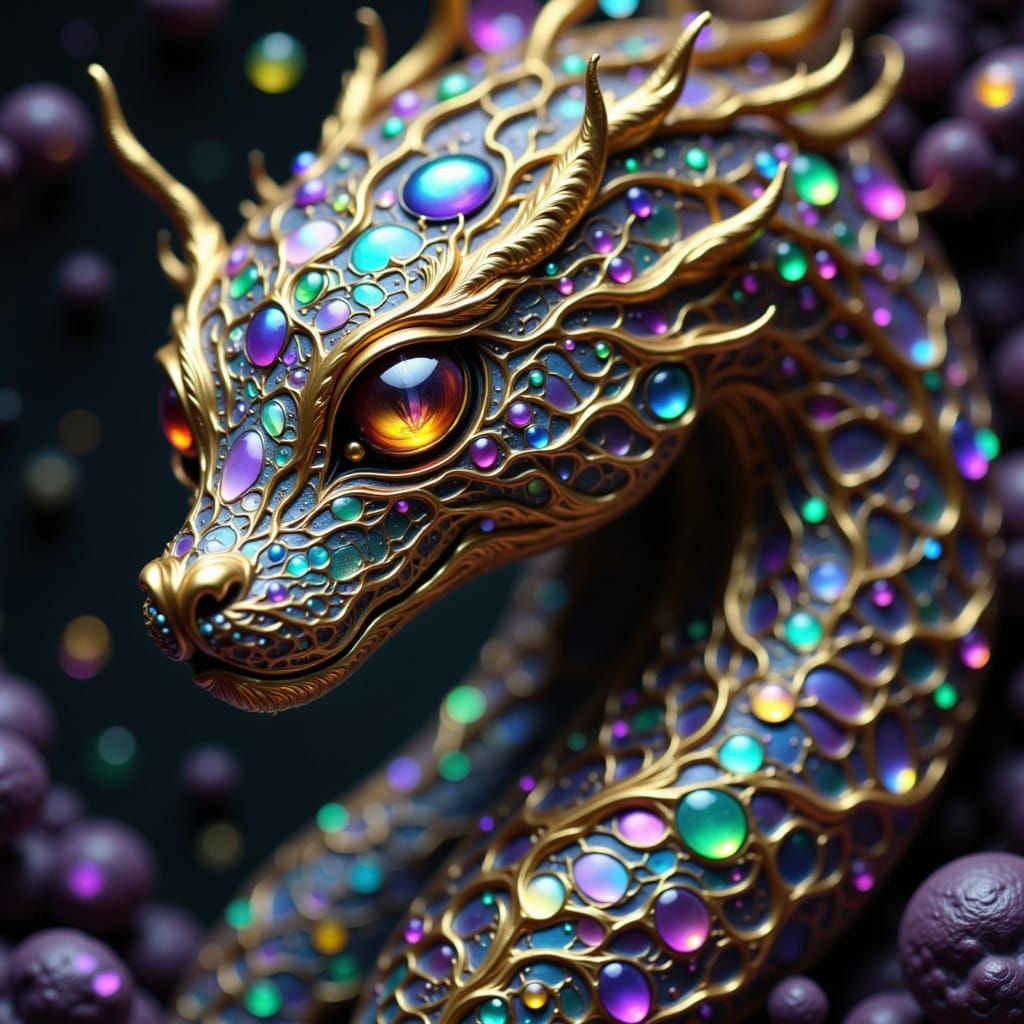 Surreal Serpent with Opal and Tourmaline Scales
