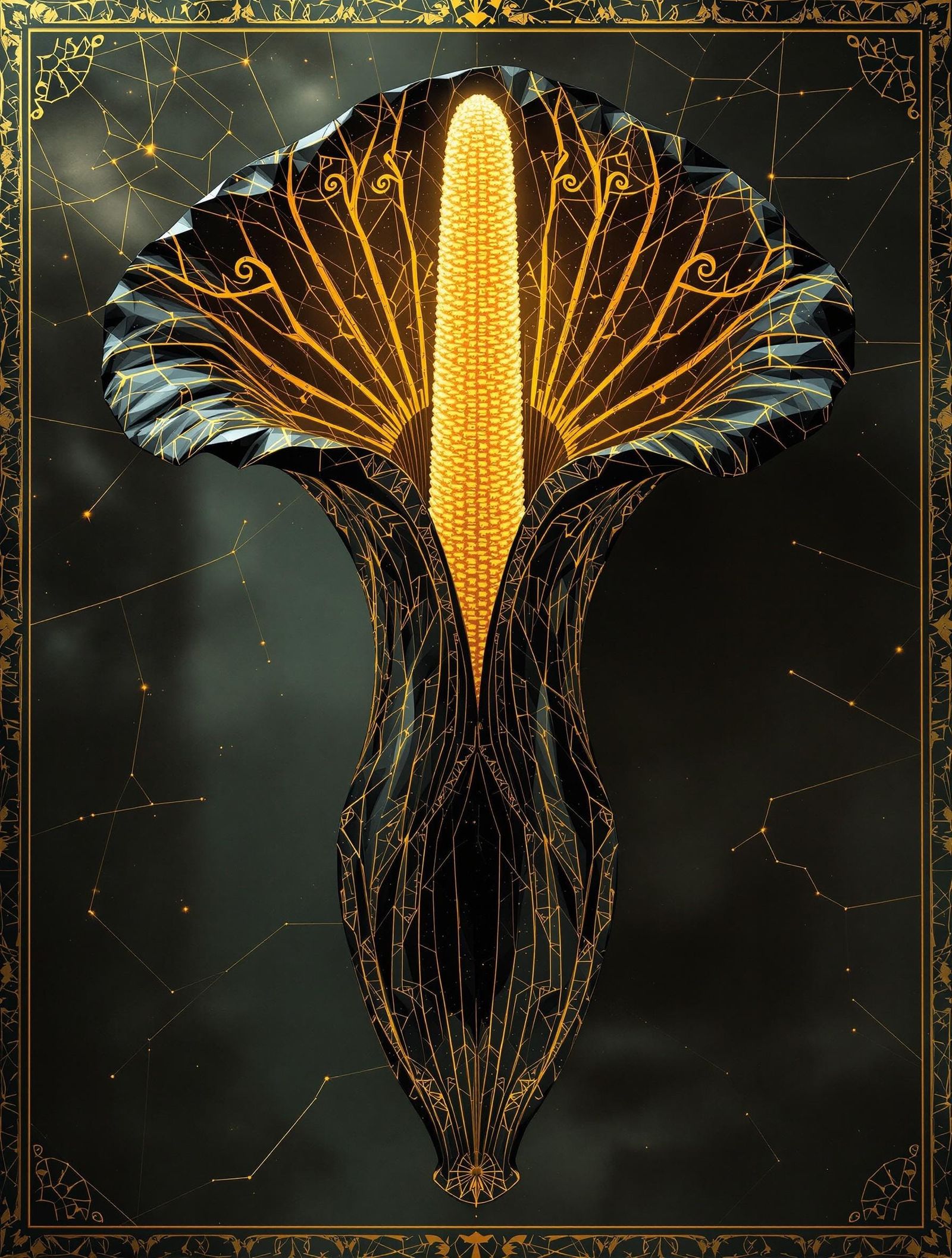 Deco Amorphophallus Titanum in Kintsugi Holography