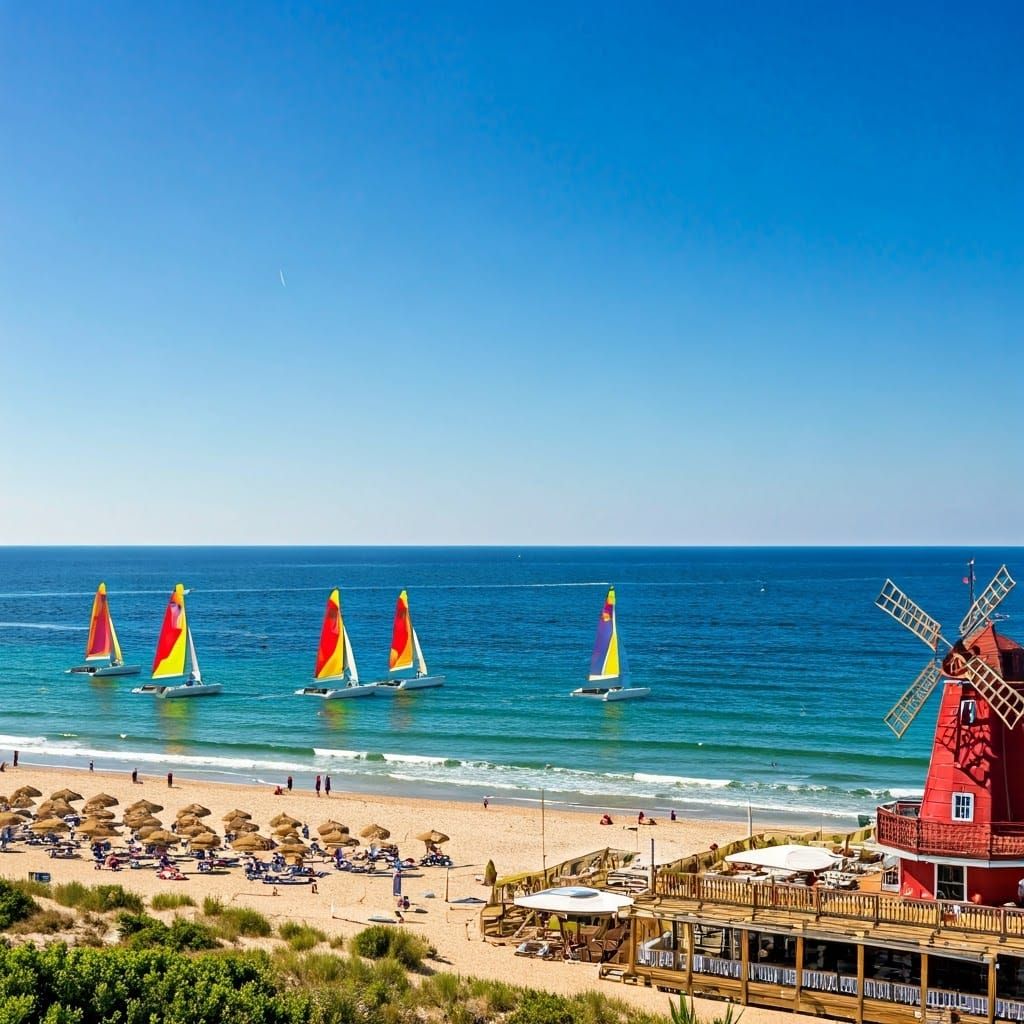 Vibrant Catamarans Glide Across Turquoise Ocean in Impressio...