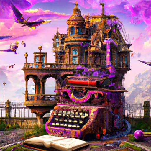 Surreal Art Nouveau Architecture in Vibrant Purple Hues