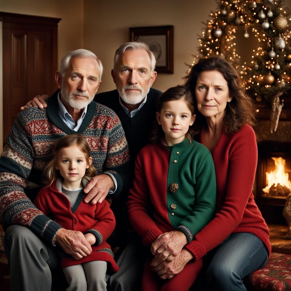 A Very Detailed Magical Family in a Christmas Wonderland