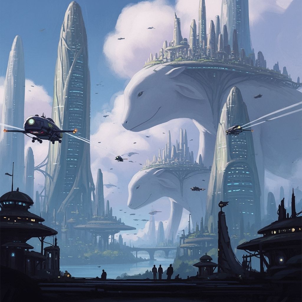 Futuristic City on Gentle Giants, Concept Art Style