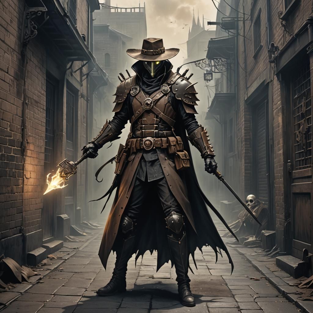 Gothic Kamen Rider in Plague Doctor Armor, Dark Alleyway