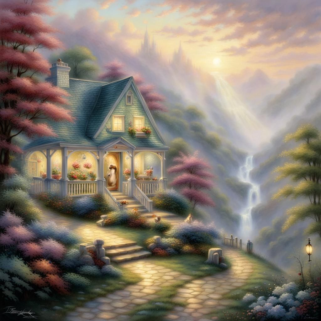 Whimsical Pets in an Ethereal Fantasy Landscape