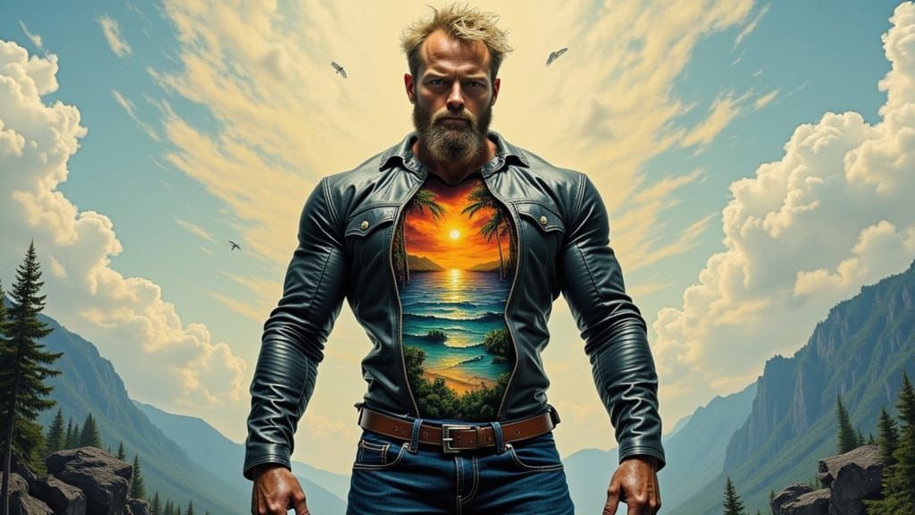 Surreal Mindscape: Inside the Head of a Man