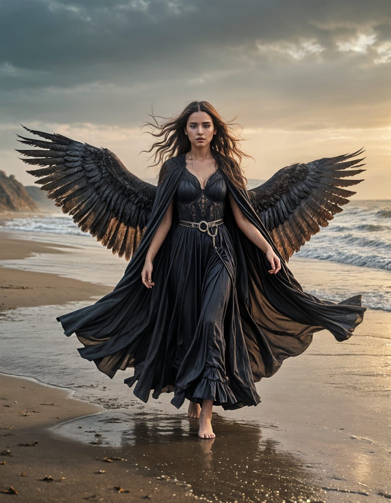 Winged Woman on Haunted Beach
