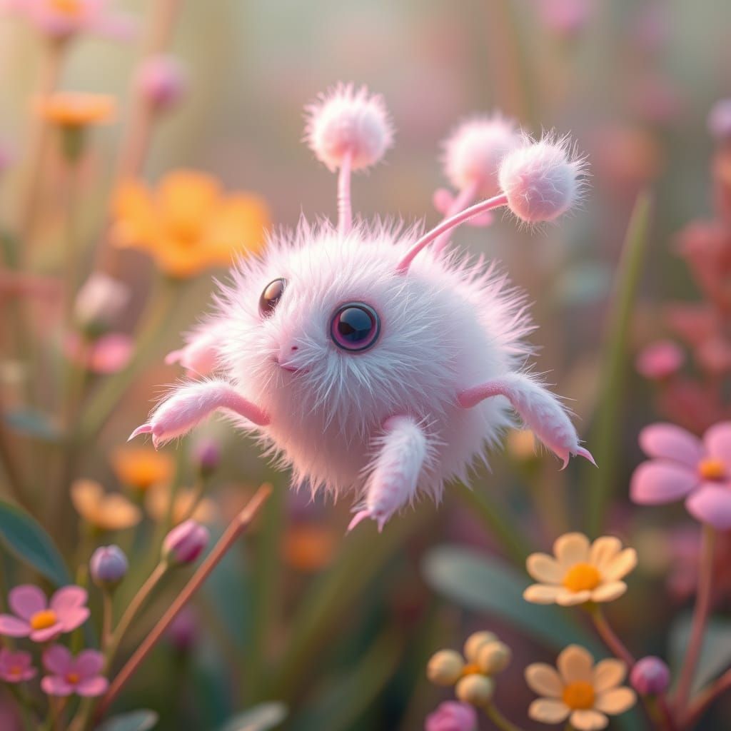 Fluffy Alien Creature in Japanese Soft Realism